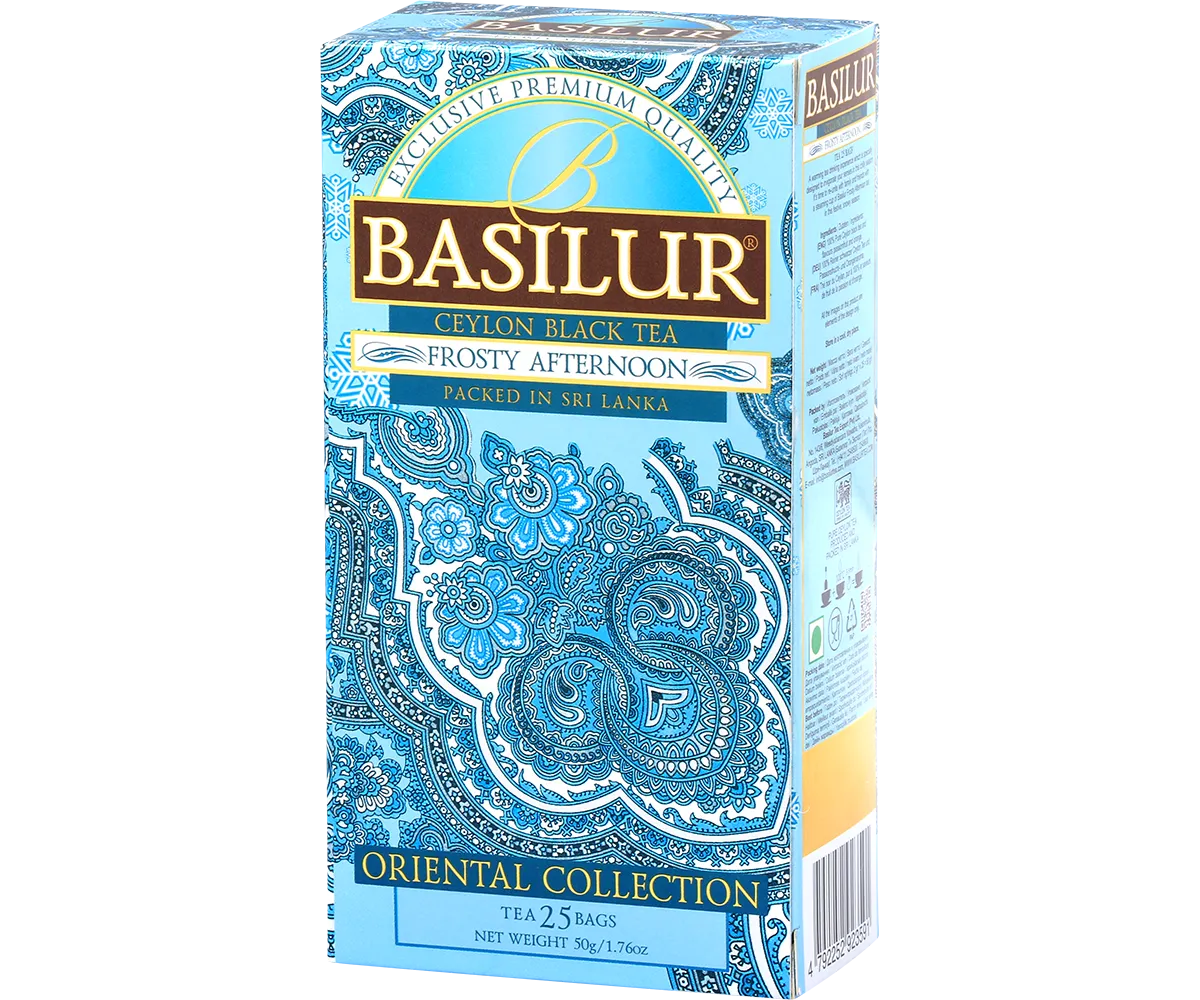 Basilur Frosty Afternoon sort te 25 breve kornblomst