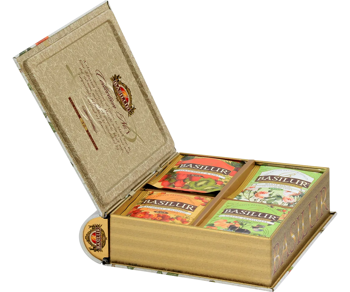 Basilur Tea Book No 1 sort grøn te 32 breve 4 smage