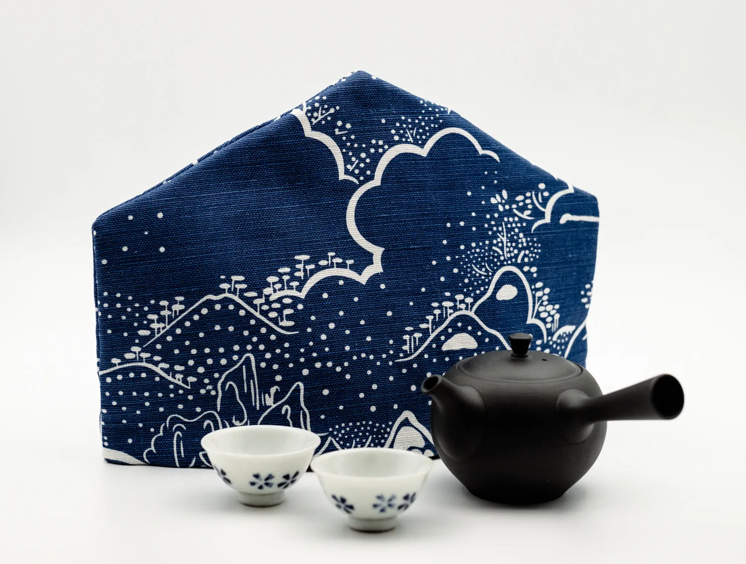 Tyst Te Japanese Mountains tehætte blå bomuld
