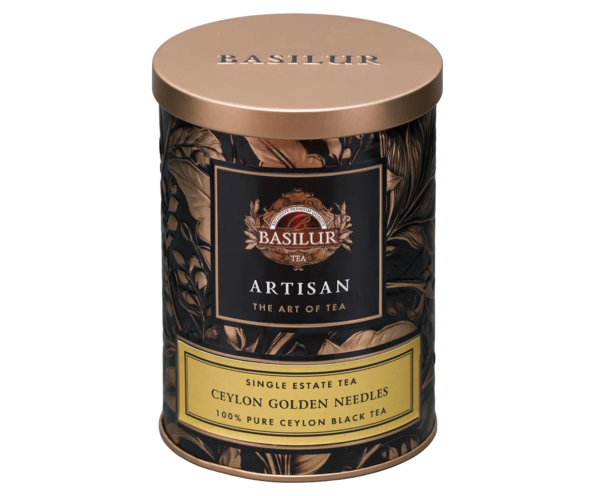 Basilur Ceylon Golden Needles Tin sort te 60g nålete