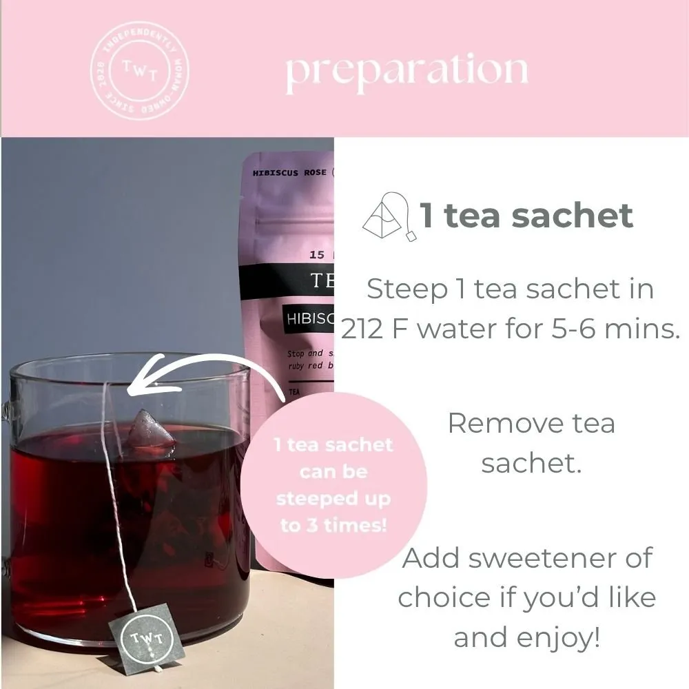 Tea with Tae Hibiscus Rose Pouch urtete 30 breve blomst