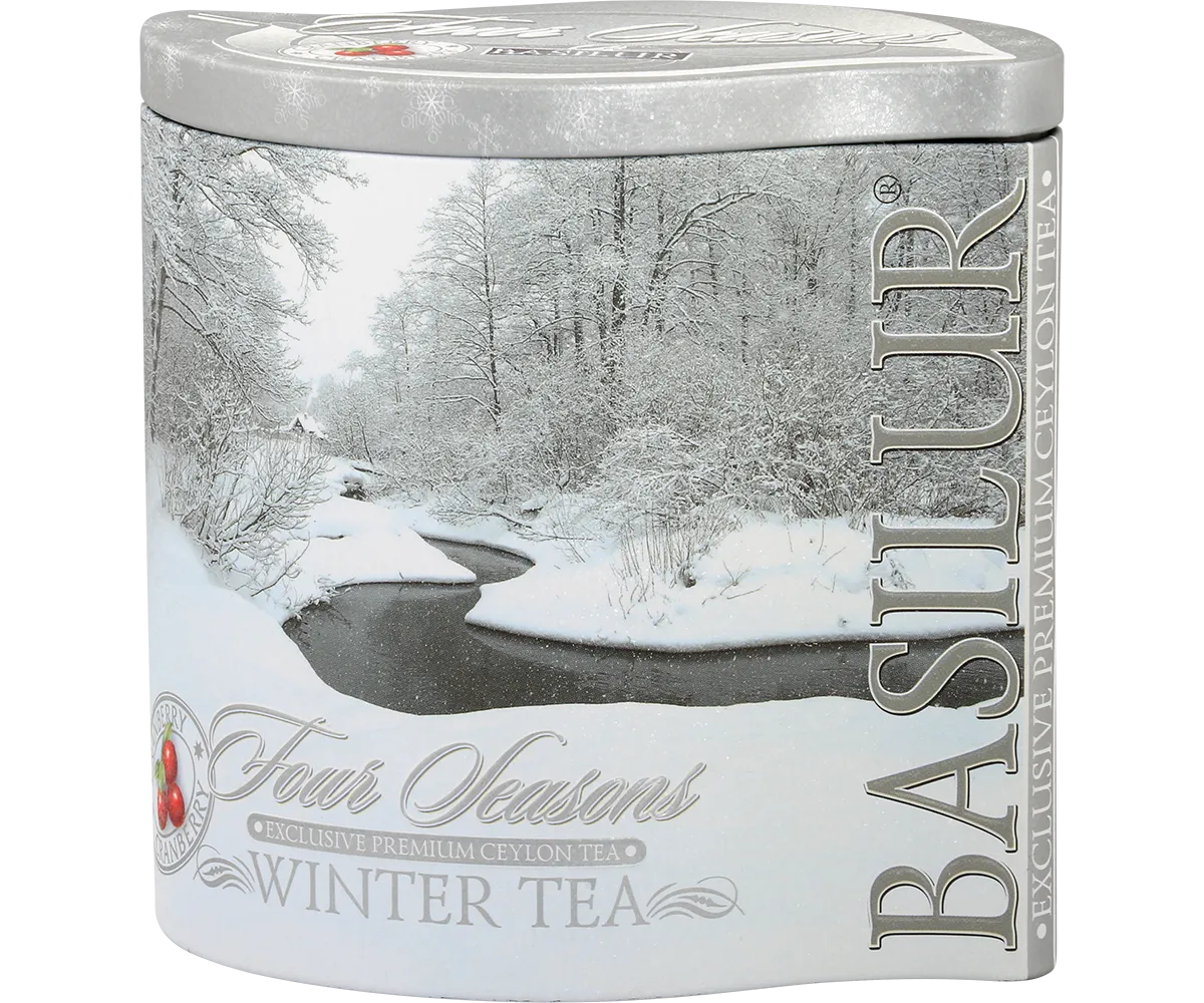 Basilur Winter Tea sort løs te 100 g tranebær dåse