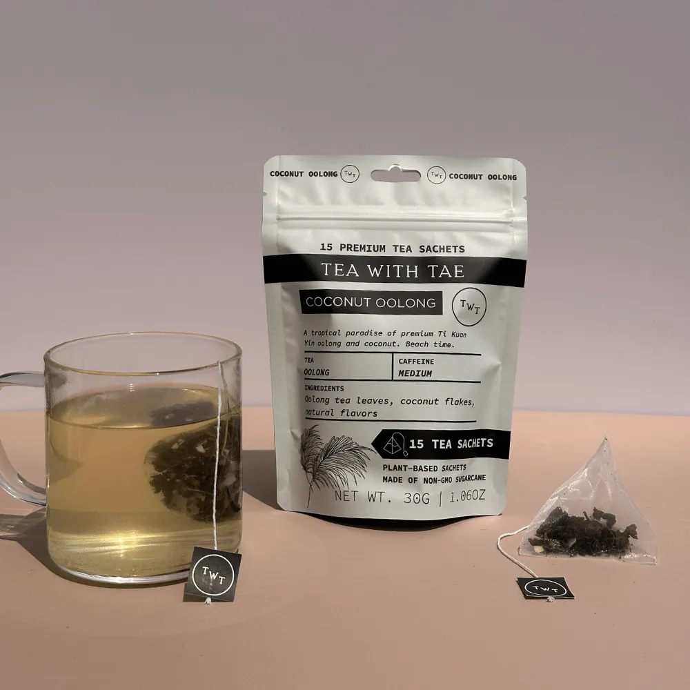 Tea with Tae Coconut Oolong te 15 breve kokos