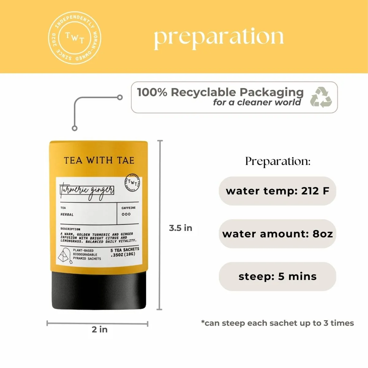 Tea with Tae Turmeric Ginger Mini Tube urtete 5 breve