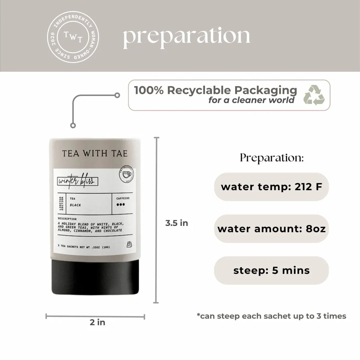 Tea with Tae Winter Bliss Mini Tube te 5 breve kakao