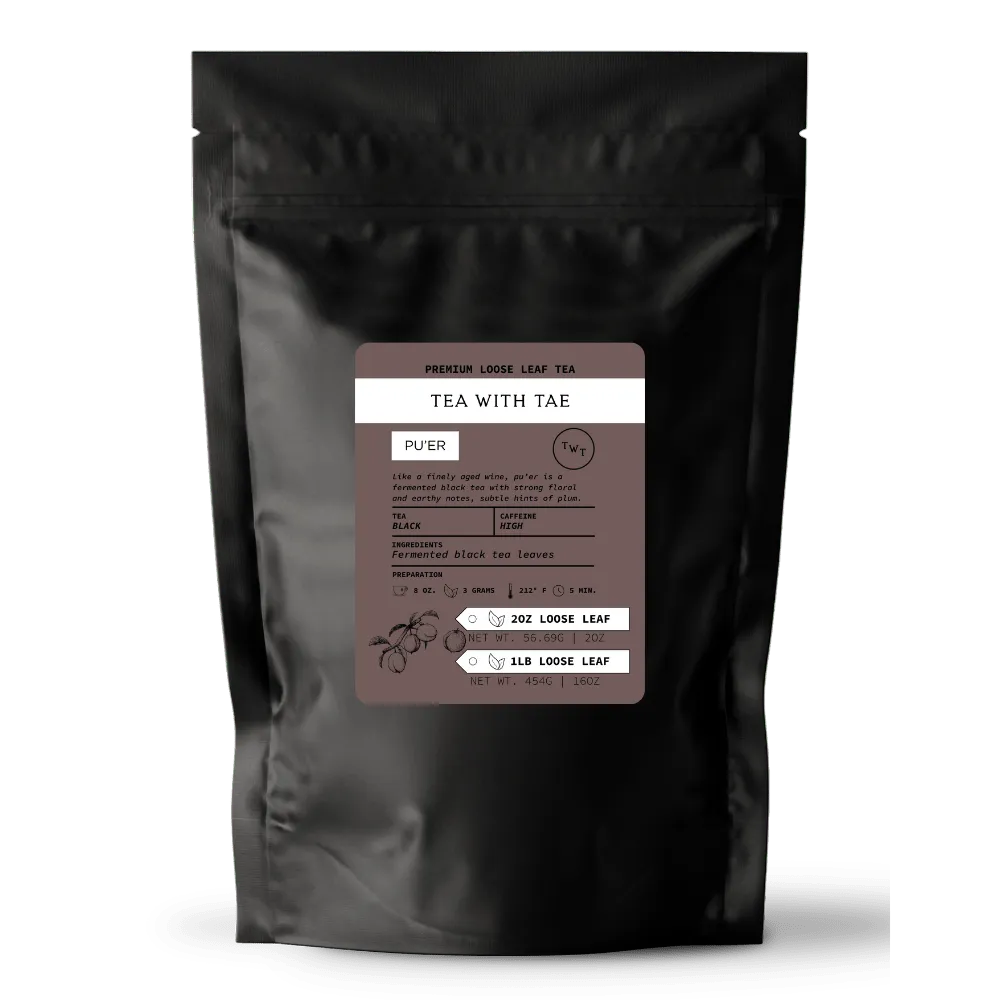 Tea with Tae Puer løs te 2oz kraftig jordet