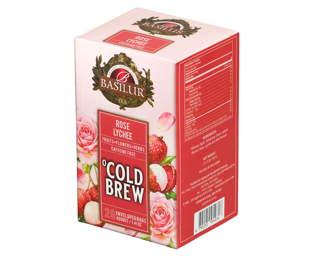 Basilur Cold Brew Rose Lychee te 20 breve koldbryg