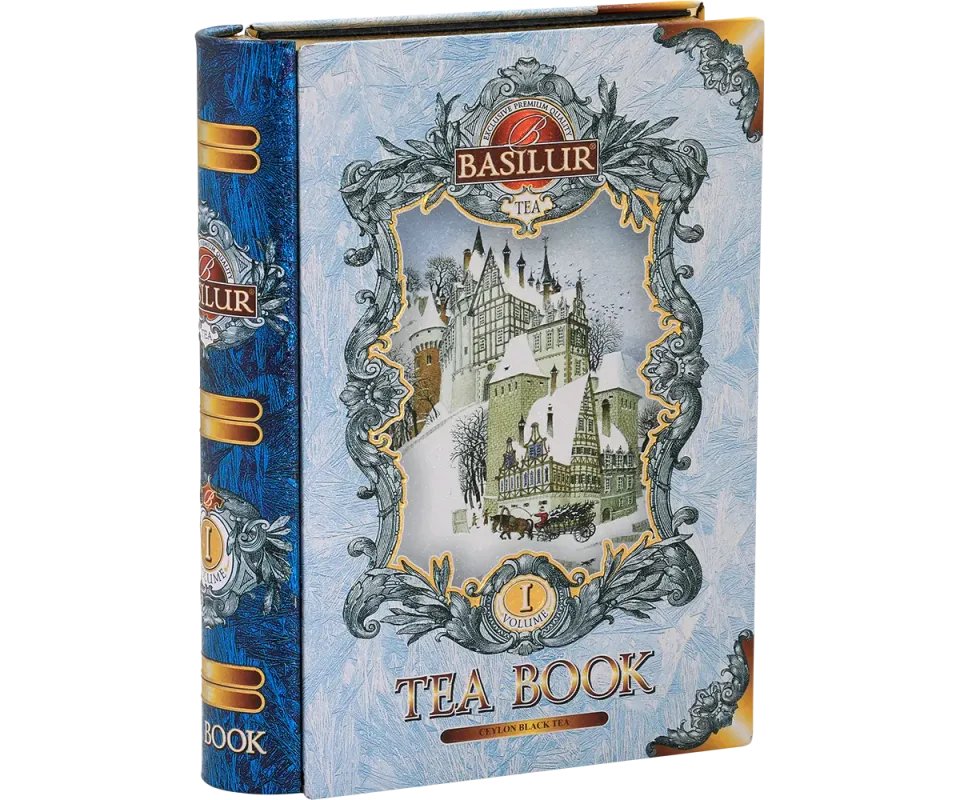 Basilur Tea Book I Blue Cornflower løs sort te 100g mandel