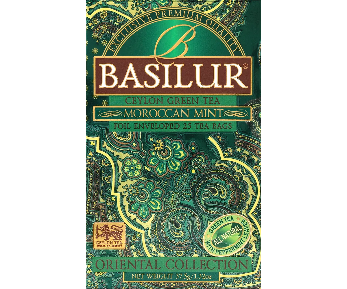 Basilur Moroccan grøn te mynte 25 breve frisk