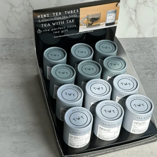 Tea with Tae Mini Tea Tube display til 12 tuber