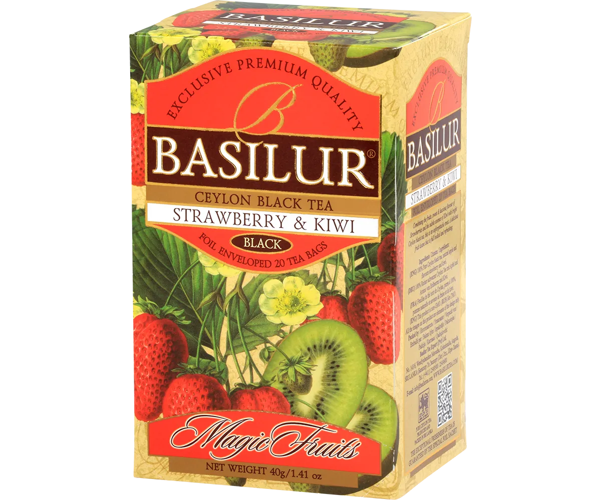 Basilur Magic Fruits jordbær kiwi tebreve 20 stk frugt
