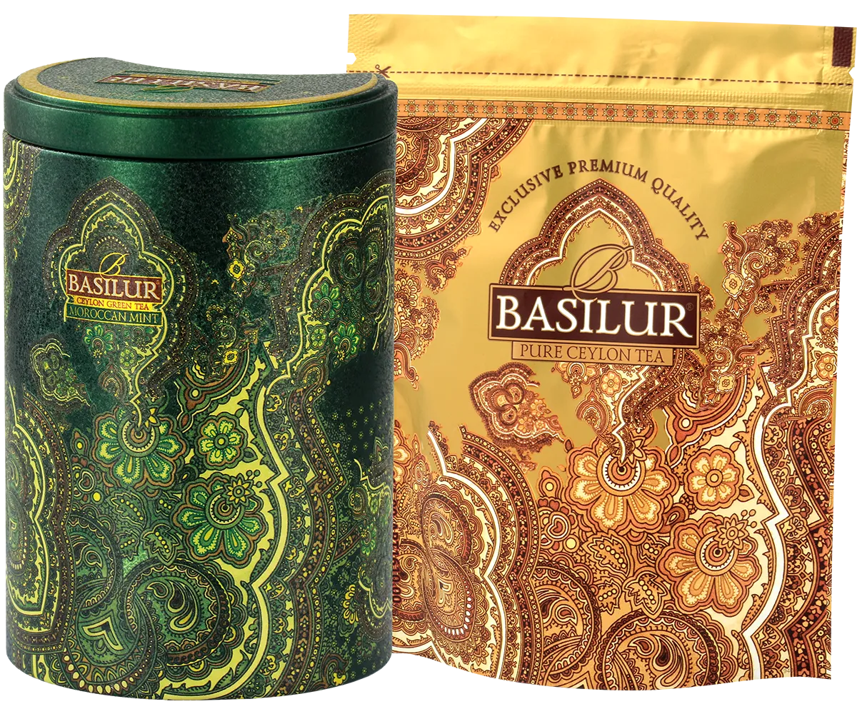 Basilur Moroccan Mint grøn te løs 100g mynte