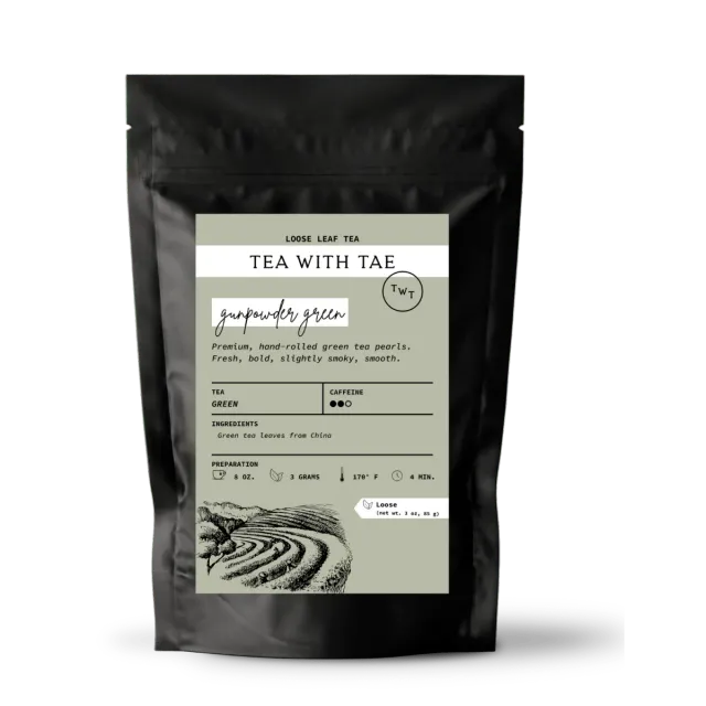 Tea with Tae Gunpowder Green Pouch grøn te 15 breve