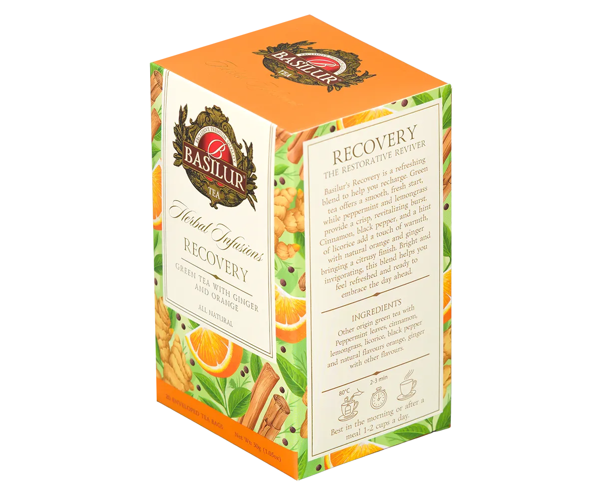 Basilur Herbal Infusions Recovery grøn te 20 breve mynte