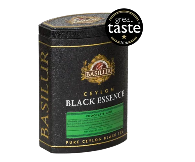 Basilur Black Essence Chocolate Mint sort te 100g chokolade mynte