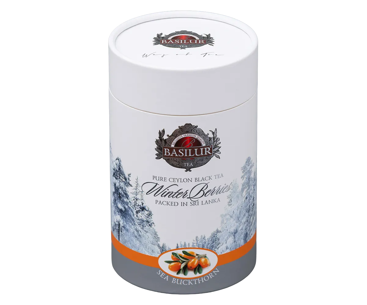 Basilur Winter Berries Sea Buckthorn sort te 75g havtorn