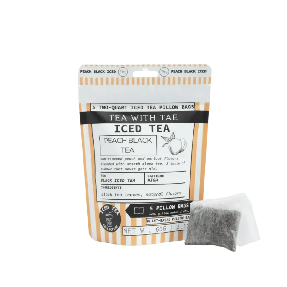 Tea with Tae Peach Black Pouch sort te 5 breve fersken