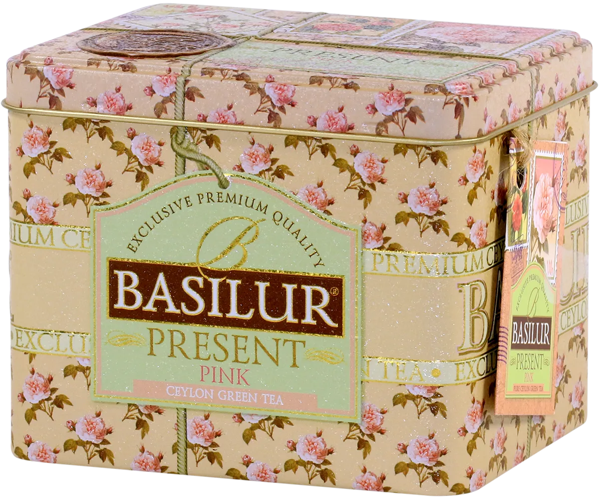 Basilur Present Pink grøn løs te 100g blomst frugt