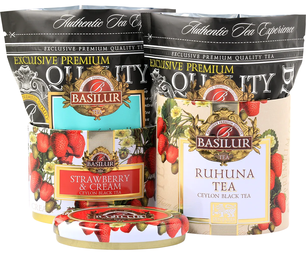 Basilur Two Layer Caddy Strawberry Ruhuna løs te 100g jordbær