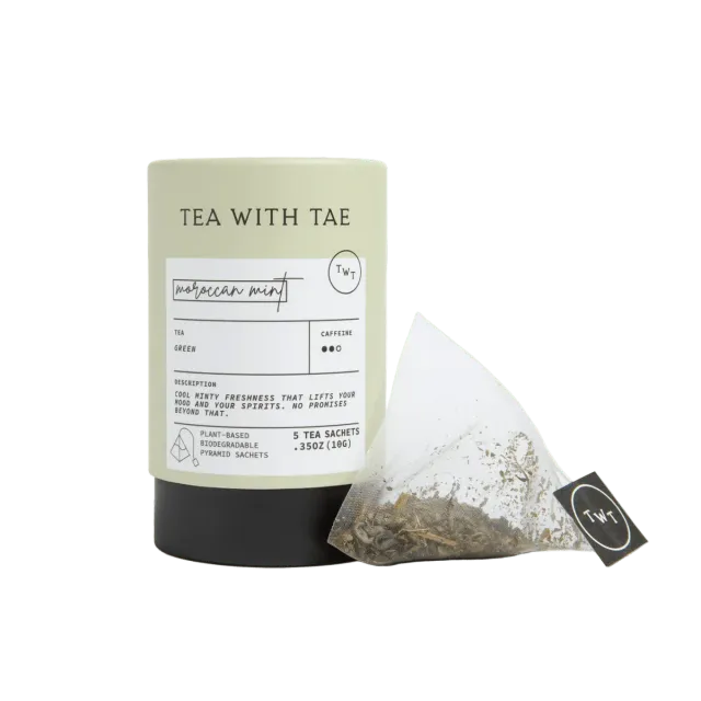 Tea with Tae Moroccan Mint grøn te tube 5 breve frisk