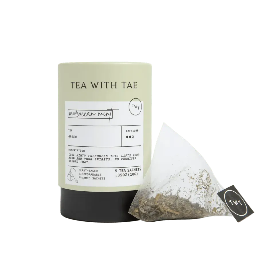 Tea with Tae Moroccan Mint grøn te tube 5 breve frisk