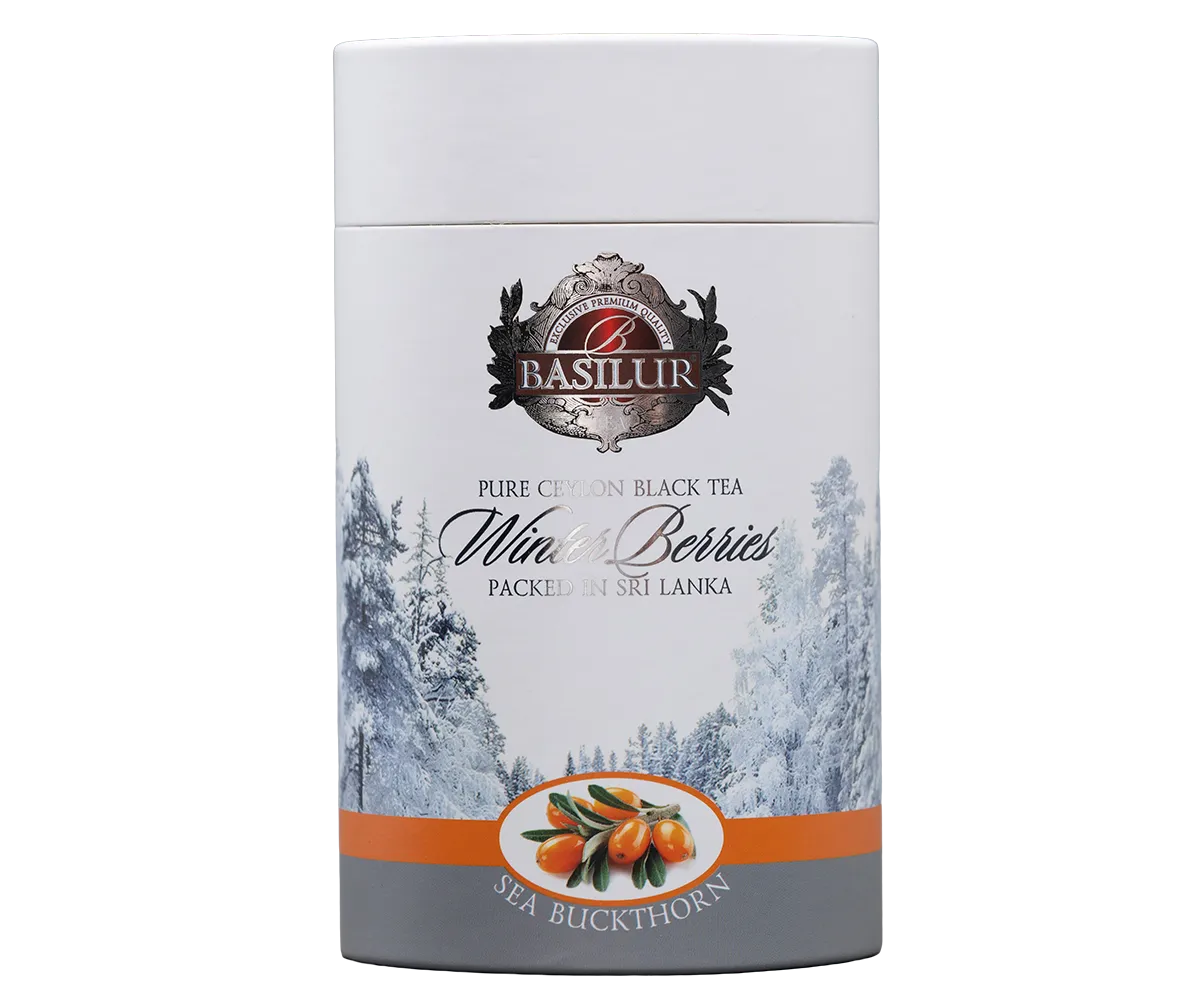 Basilur Winter Berries Sea Buckthorn sort te 75g havtorn