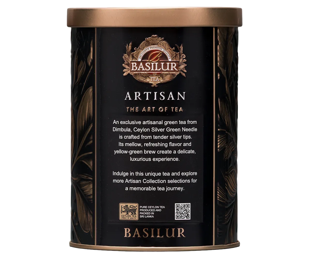 Basilur Silver Green Needle grøn te 60g dåse mild