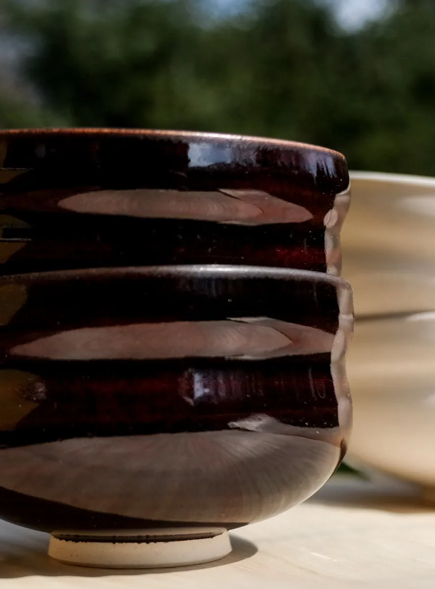 Tyst Te Lytken Chawan matcha skål brun Tenmoku