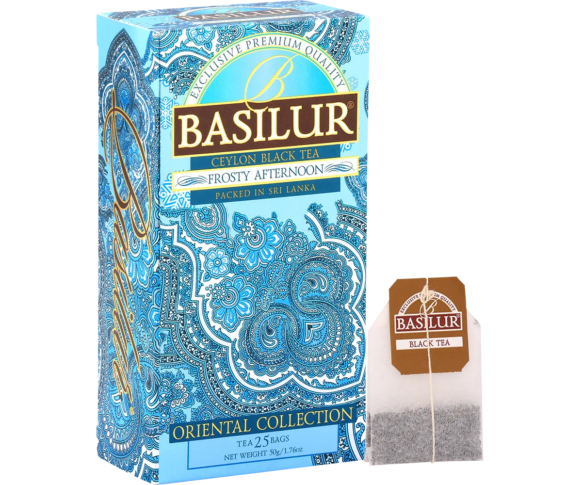 Basilur Frosty Afternoon sort te 25 breve kornblomst