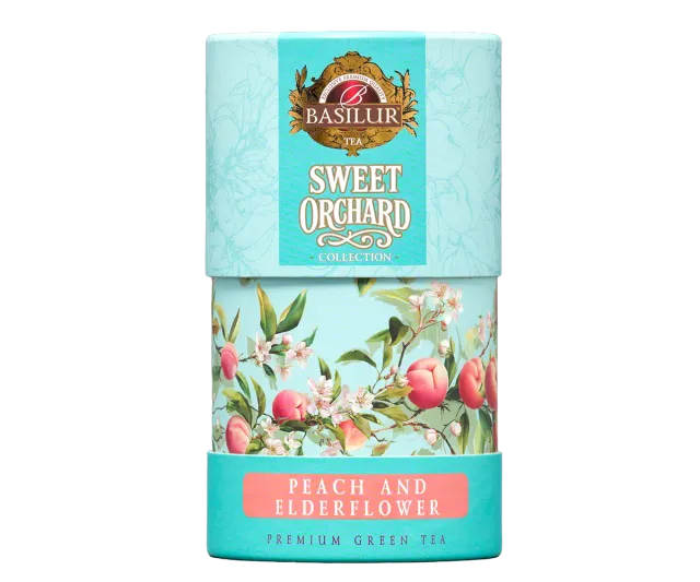 Basilur Sweet Orchard Peach grøn te 75g hyldeblomst