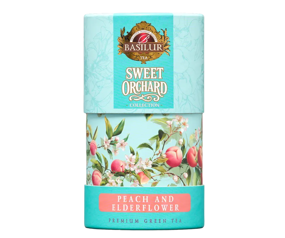 Basilur Sweet Orchard Peach grøn te 75g hyldeblomst