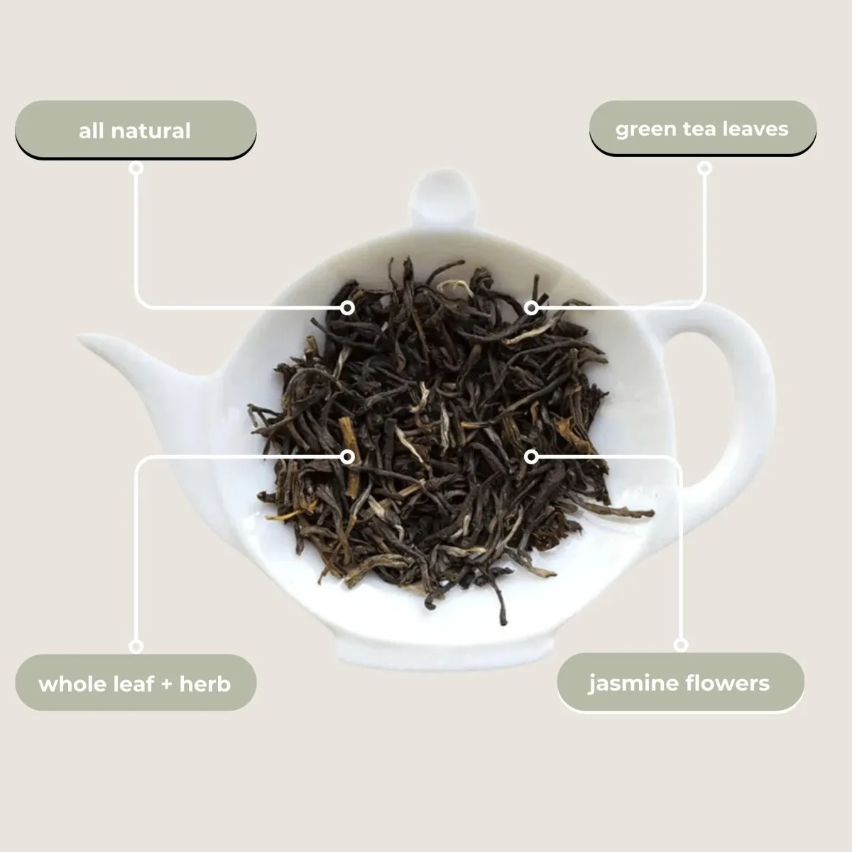 Tea with Tae Jasmine Green minirør 5 tebreve grøn jasmin