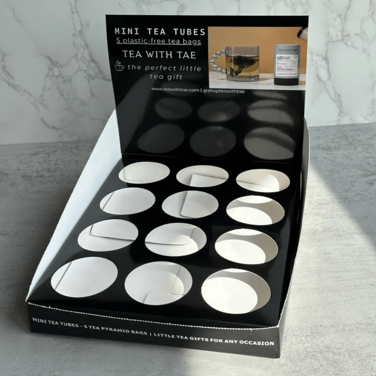 Tea with Tae Mini Tea Tube display til 12 tuber