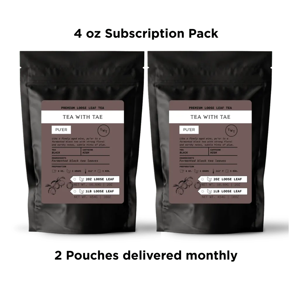 Tea with Tae Puer løs te 2oz kraftig jordet