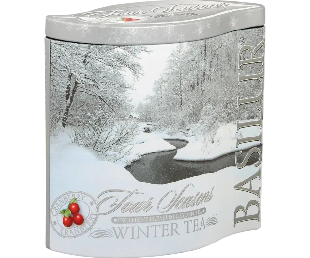 Basilur Winter Tea sort løs te 100 g tranebær dåse