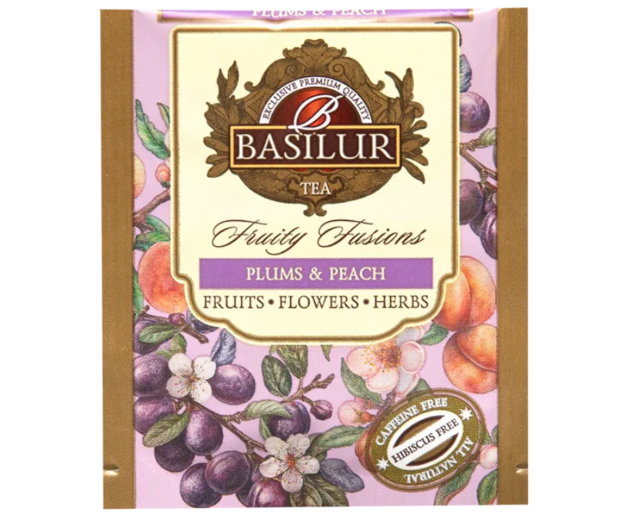 Basilur Plums Peach frugtte 20 breve koffeinfri