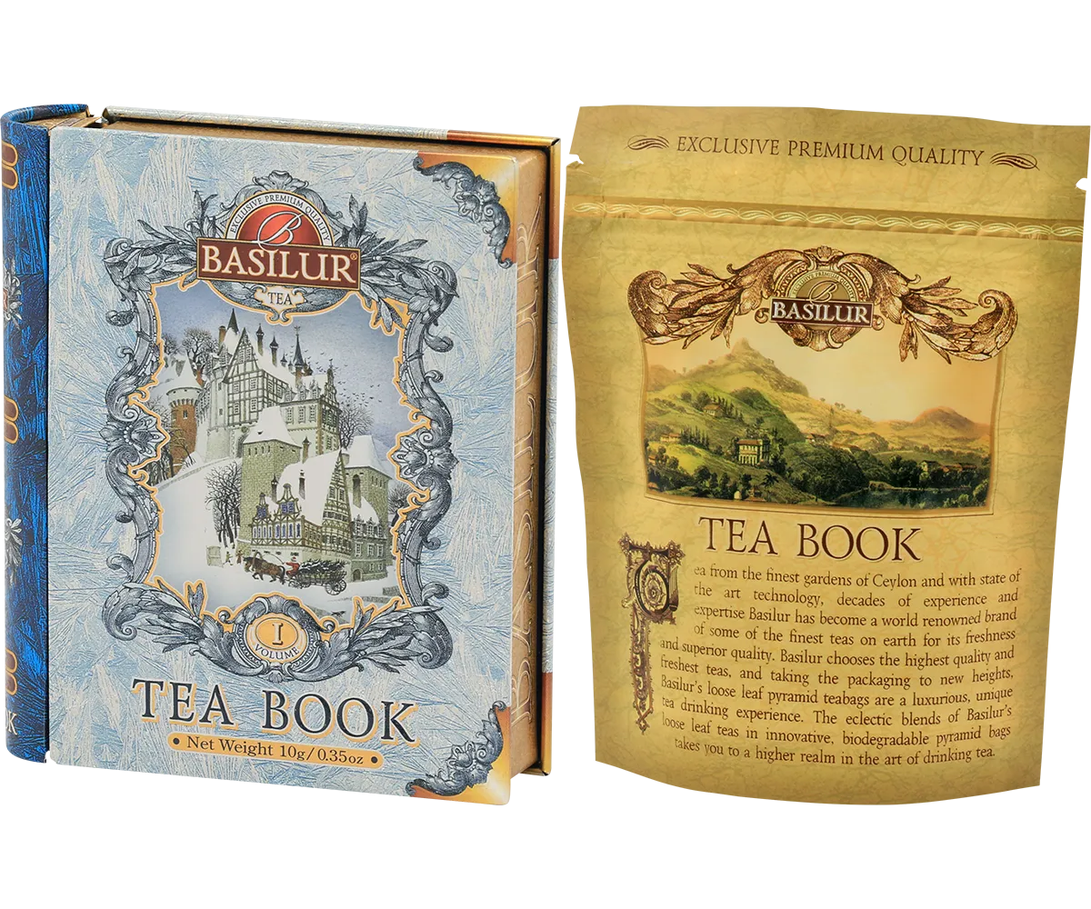 Basilur Mini Tea Book I Blue Cornflower sort te 5 breve mandel