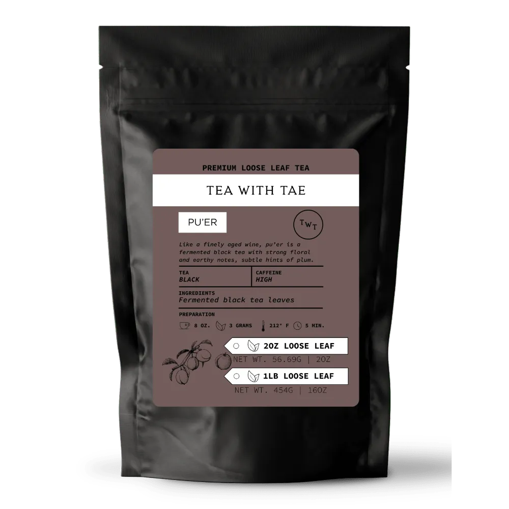 Tea with Tae Puer løs te 2oz kraftig jordet