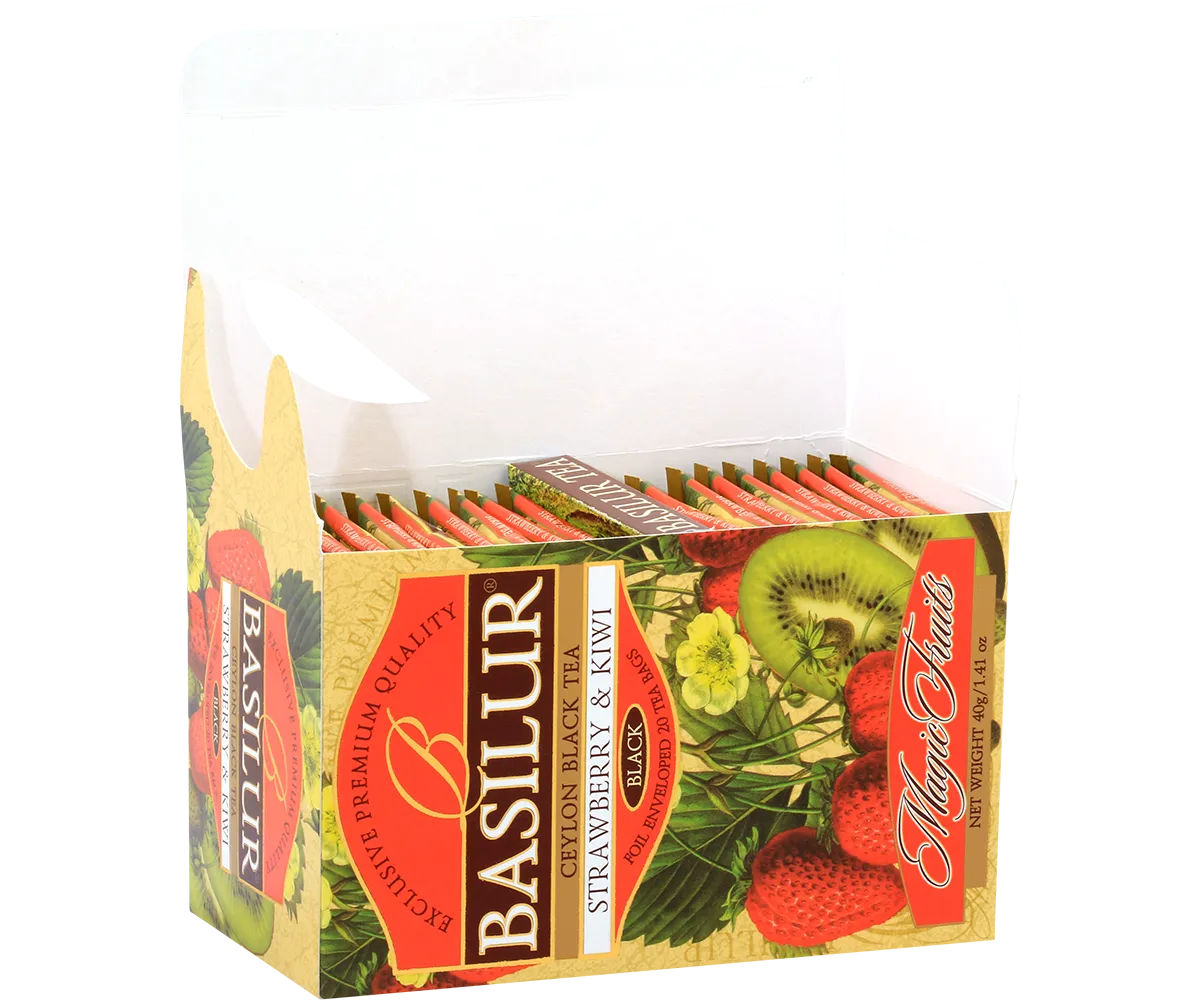Basilur Magic Fruits jordbær kiwi tebreve 20 stk frugt