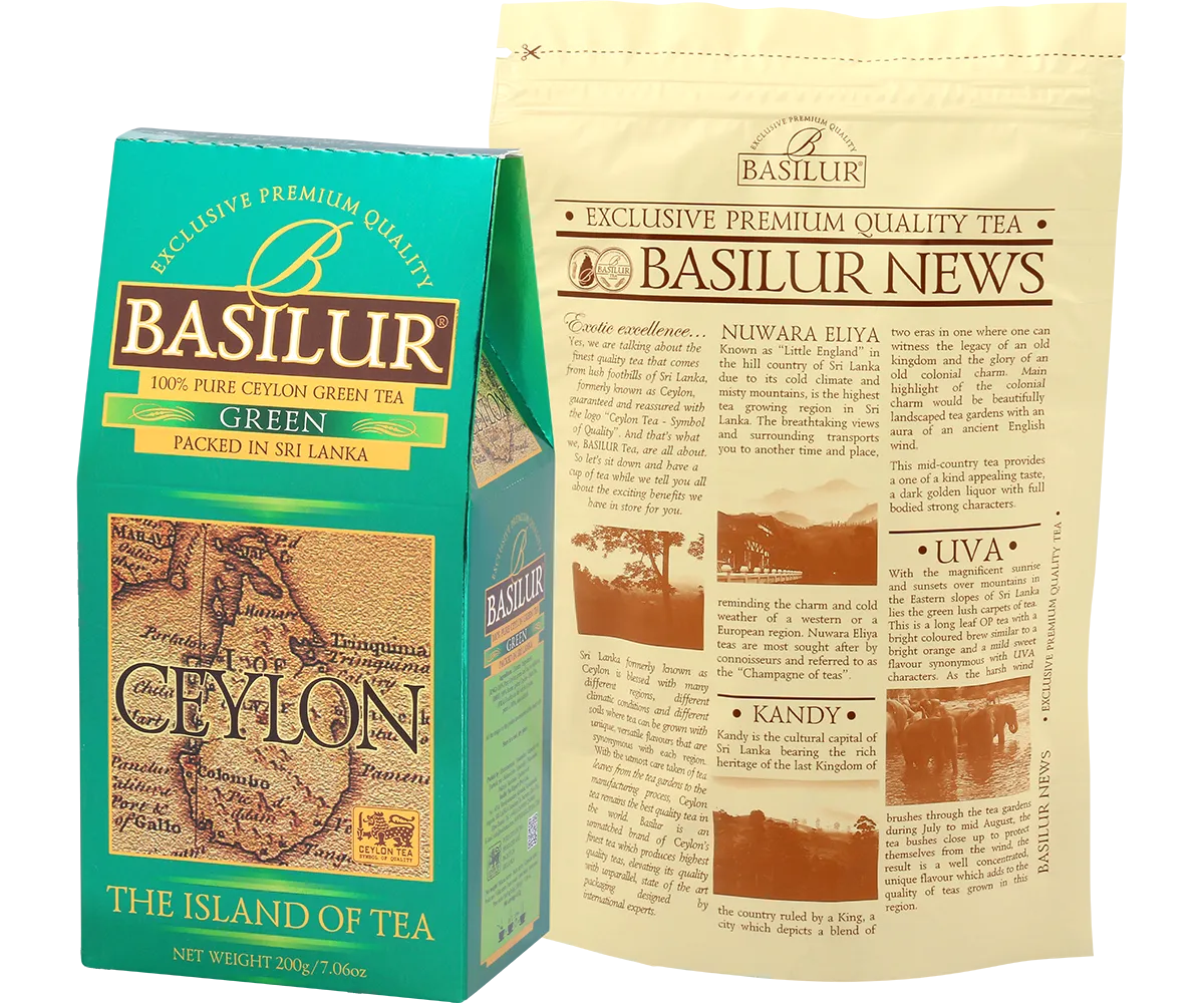 Basilur Pure Ceylon grøn te 200g løs te