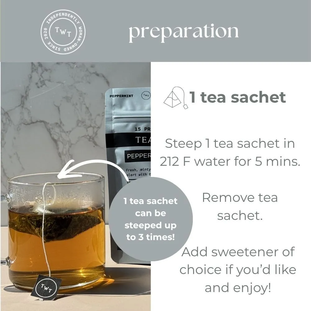 Tea with Tae Peppermint tebreve 30 stk koffeinfri pebermynte