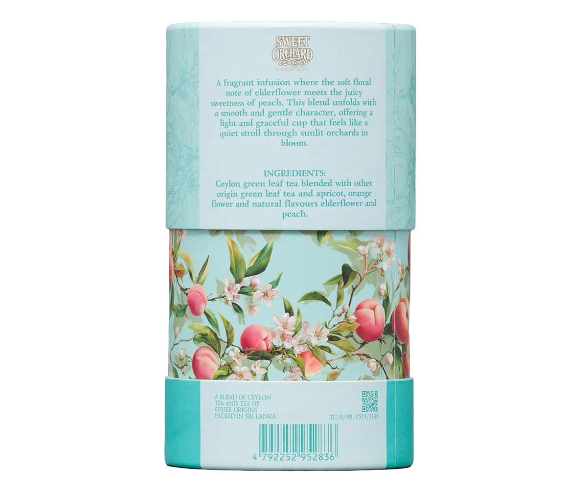 Basilur Sweet Orchard Peach grøn te 75g hyldeblomst