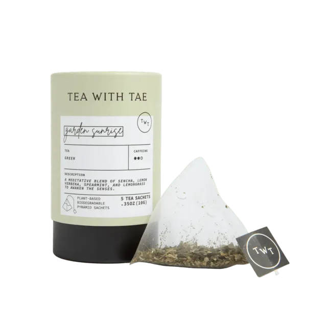 Tea with Tae Garden Sunrise grøn te 5 breve mint
