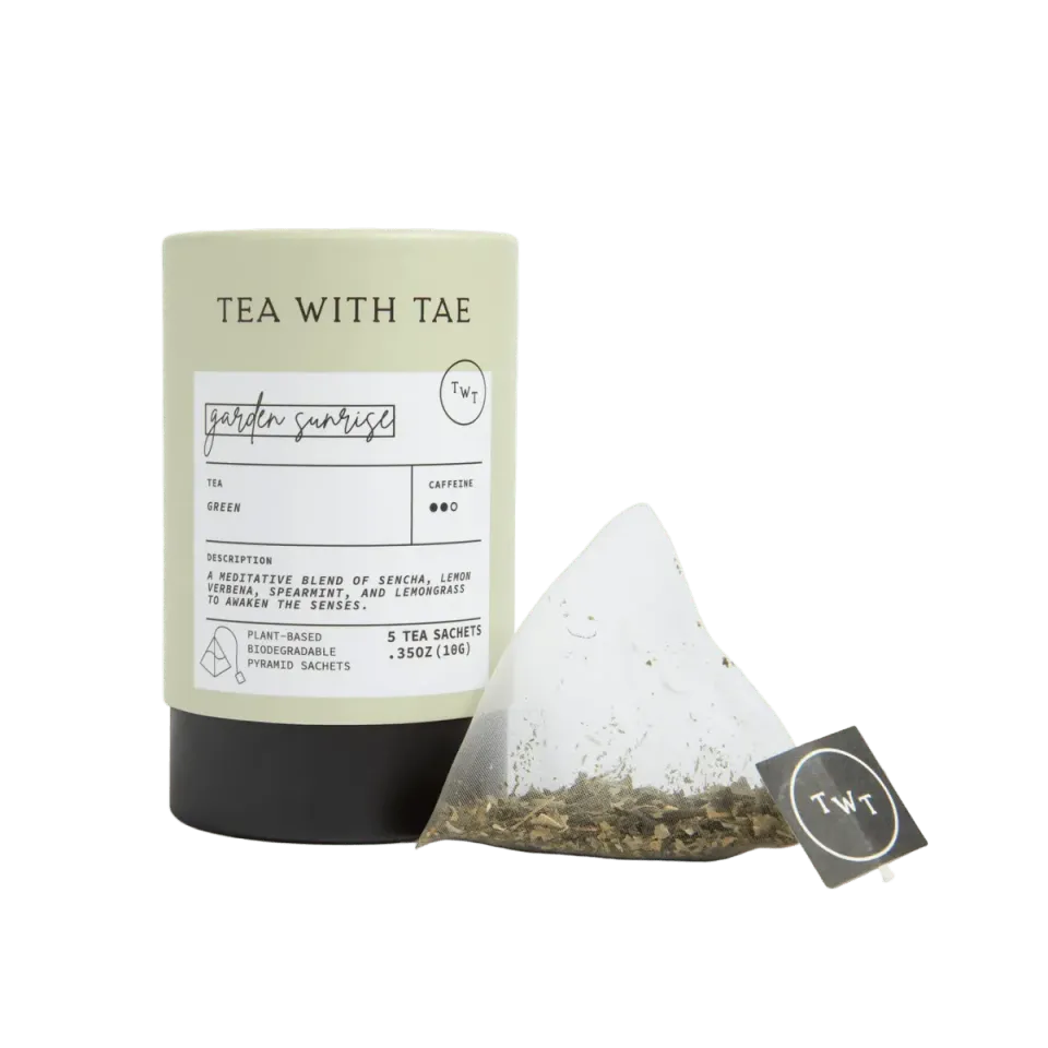 Tea with Tae Garden Sunrise grøn te 5 breve sencha mynte