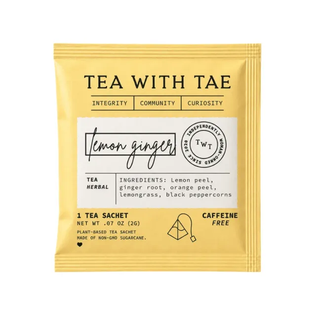 Tea with Tae Lemon Ginger urtete 50 breve koffeinfri