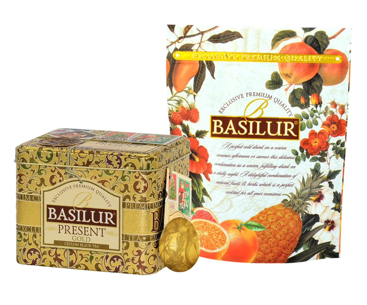 Basilur Present Gold Ceylon løs te 100g blomst dåse