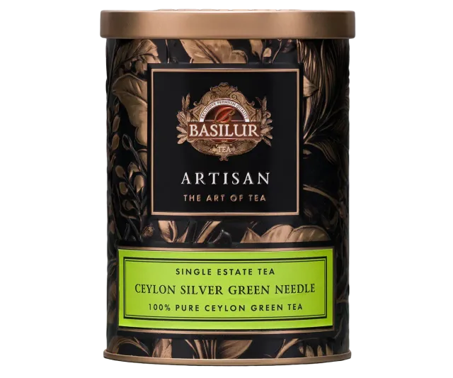 Basilur Silver Green Needle grøn te 60g dåse mild