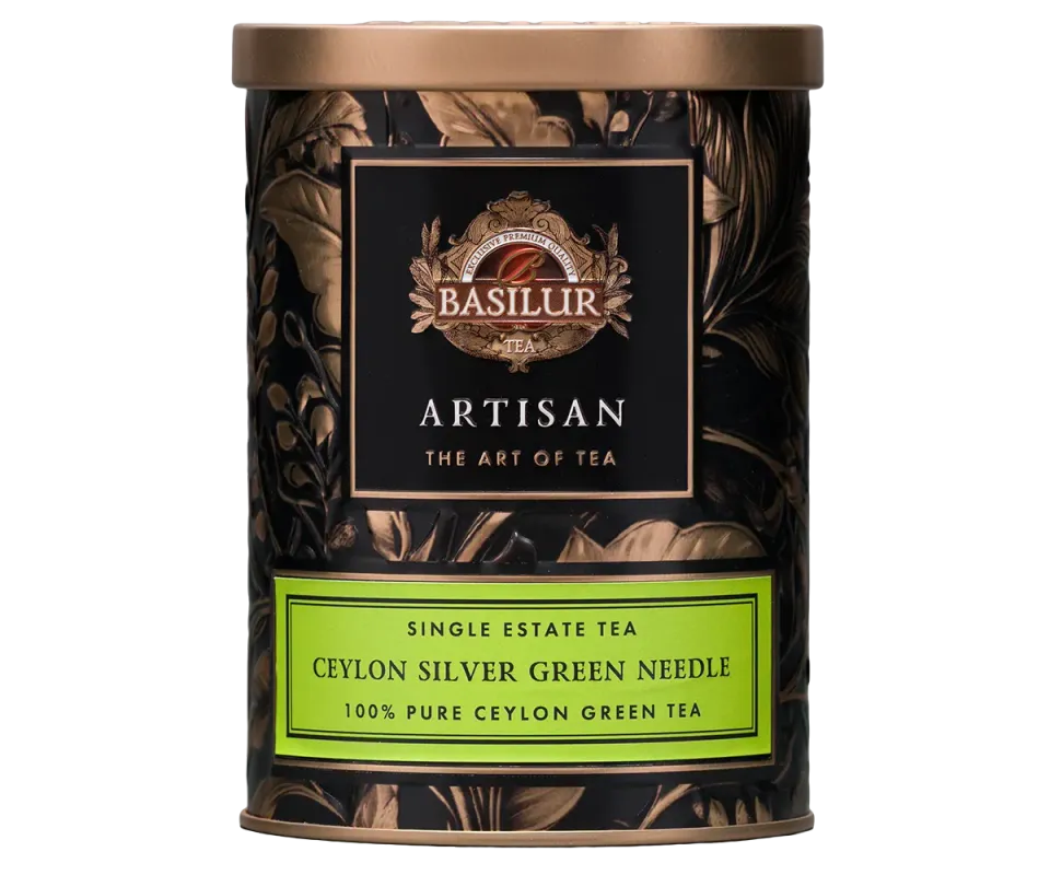 Basilur Silver Green Needle grøn te 60g dåse mild