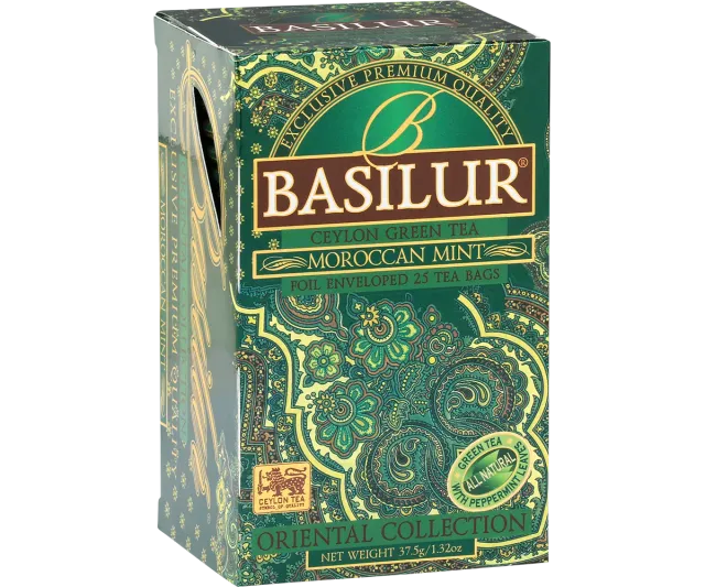 Basilur Moroccan grøn te mynte 25 breve frisk