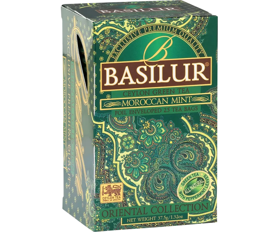 Basilur Moroccan grøn te mynte 25 breve frisk